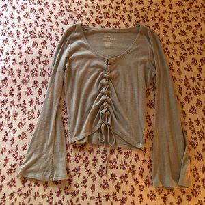 AEO Light Gray Long Sleeve Shirt